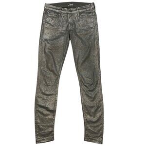 Mother The Looker Jeans 26 Disturbing The Peace Gunmetal Skinny Coated Low Rise